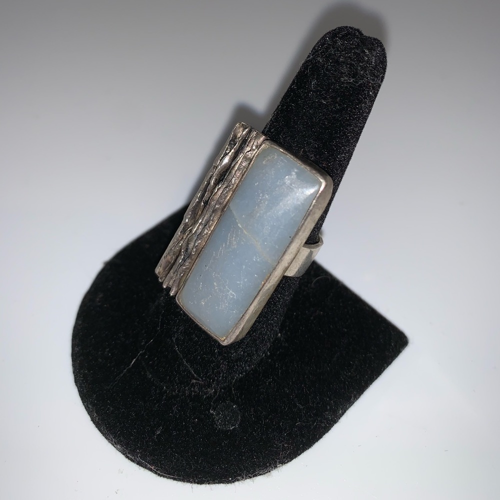 Free shipping-90s Vintage silver angelite ring size 8.5